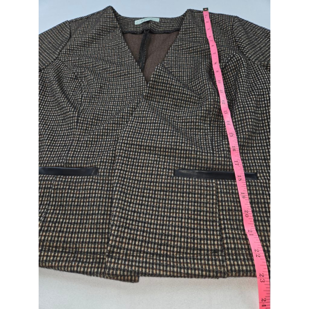 Women's Cleo Petite Brown Black Plaid Blazer Jacket 14P - Picture 6 of 6